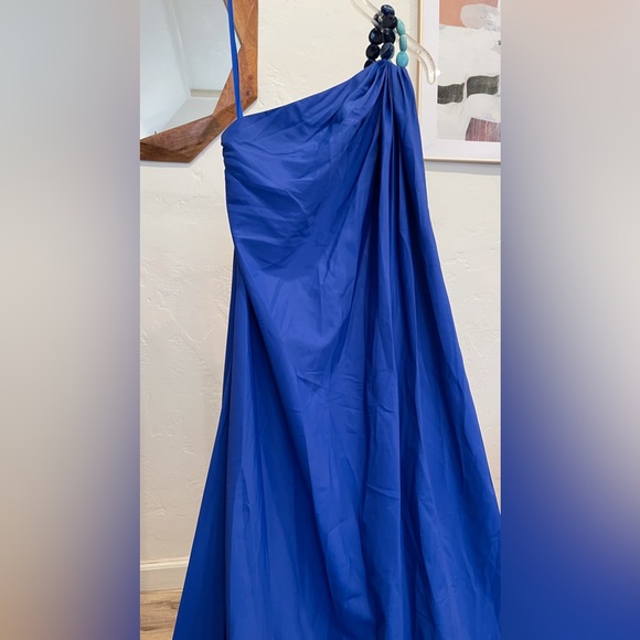 STAUD Mason Dress one shoulder embellished long dress in blue- size XS - Picture 10 of 16